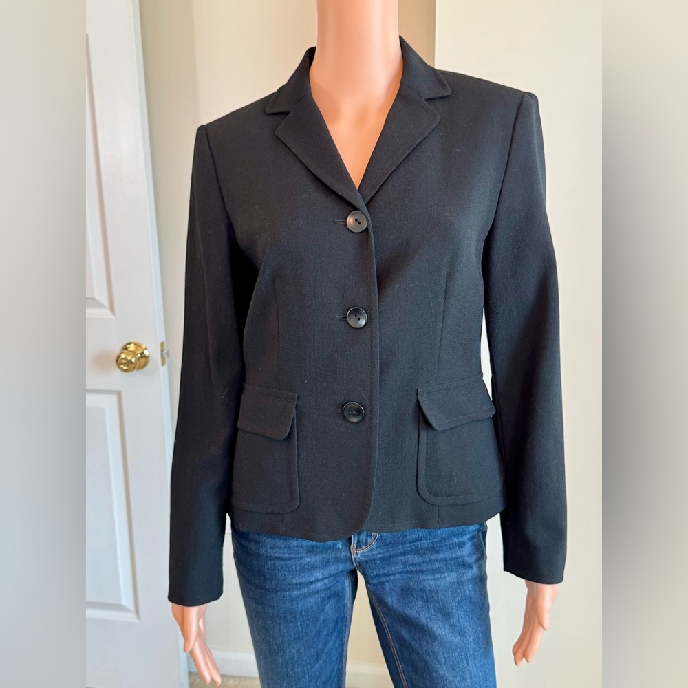 Talbots Vintage Wool 3 Button Fully Lined Blazer Suit Jacket Office Size 4